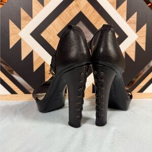 Ralph Lauren Black Textured Heels